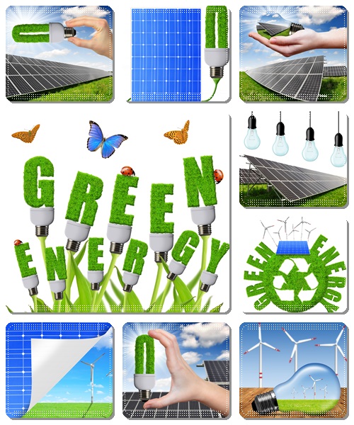 Green energy collage - Stock Photo