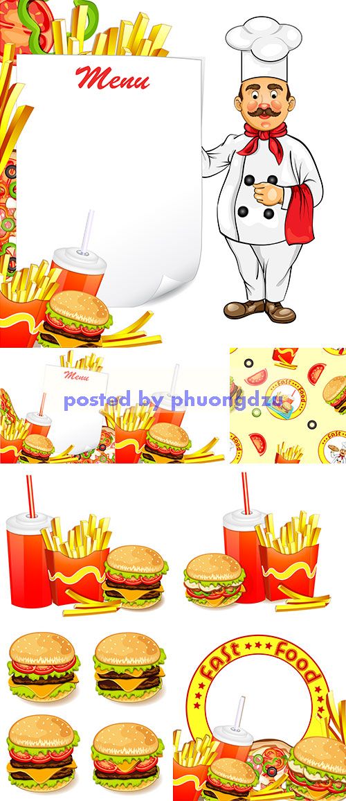 Stock: Group of fast food products