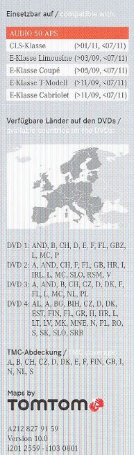 Mercedes NTG4-212 DVD Audio 50 APS v.10.0 Europa 2014-2015
