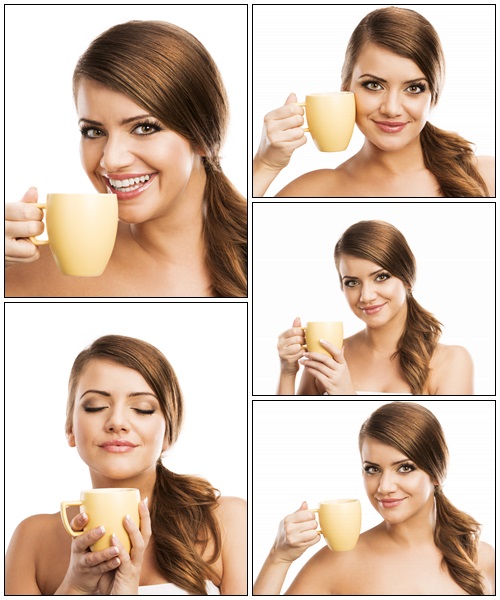 Woman with coffee - Stock Photo