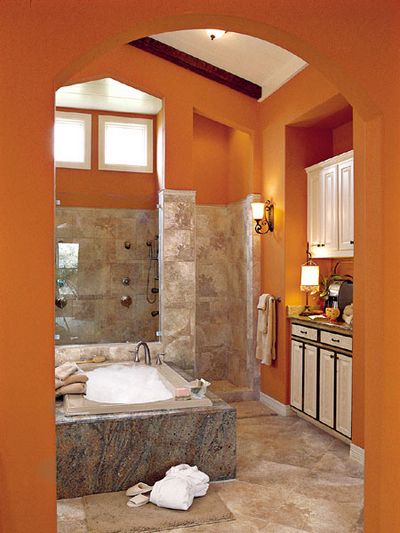 Оранжевая ванная комната – лето круглый год - советы мастера