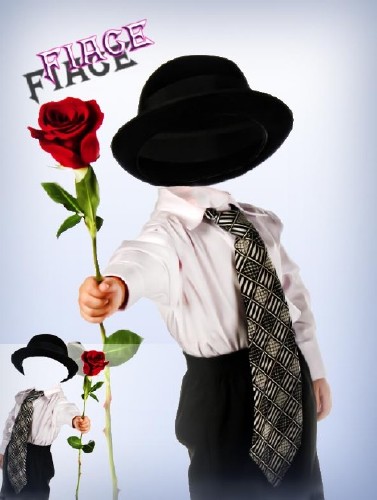 Многослойный костюм photoshop - Маленький джентельмен с розой