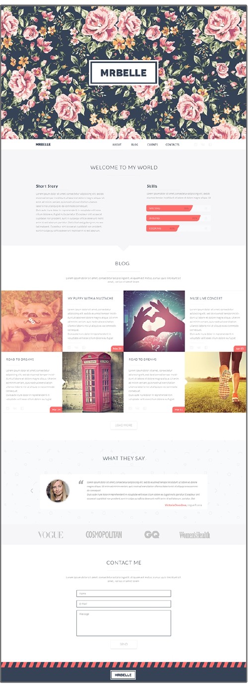 Mrbelle One Page PSD Template