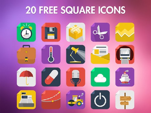 20 Flat Square Icon