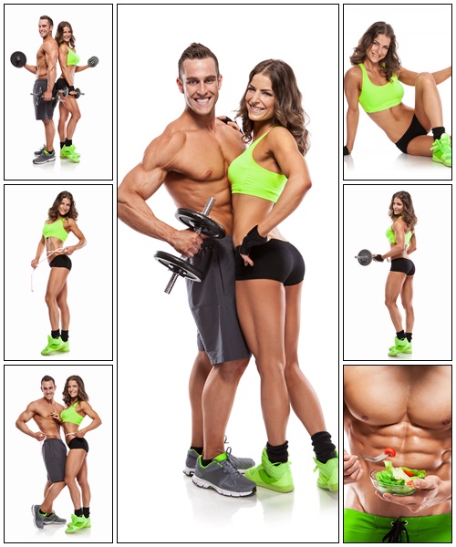 Beautiful young sporty couple - Stock Photo