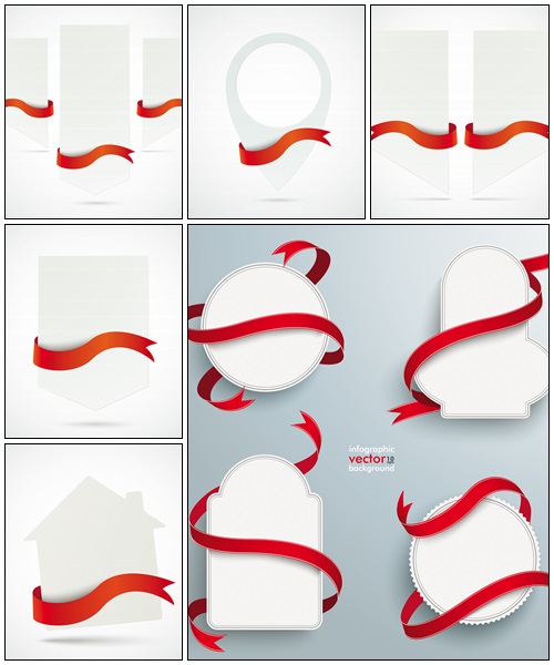 Banners with red ribbons - vector stock