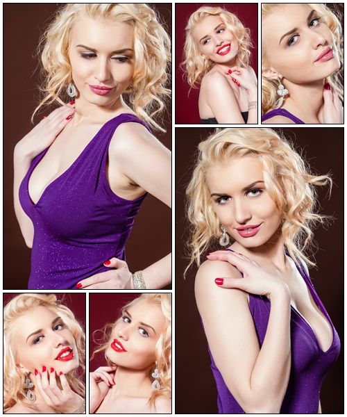 Attractive smiling woman portrait. Blond Hair - Stock Photo