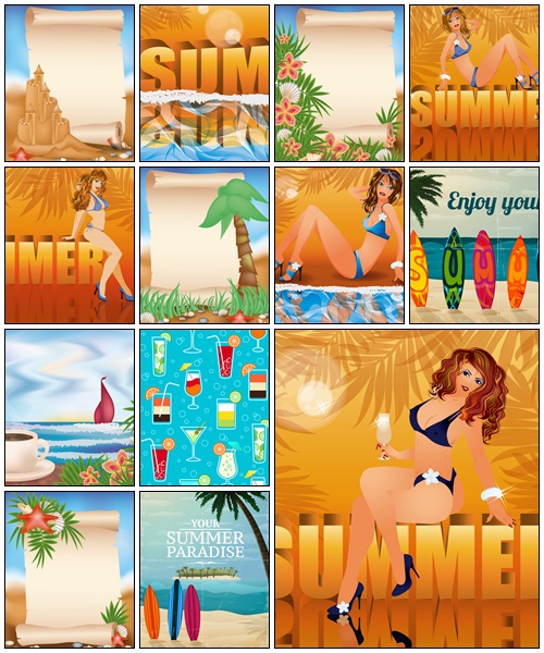Summer vacation background - vector stock
