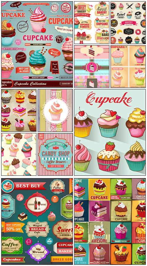Vintage Cupcake poster, part 5 - vector stock