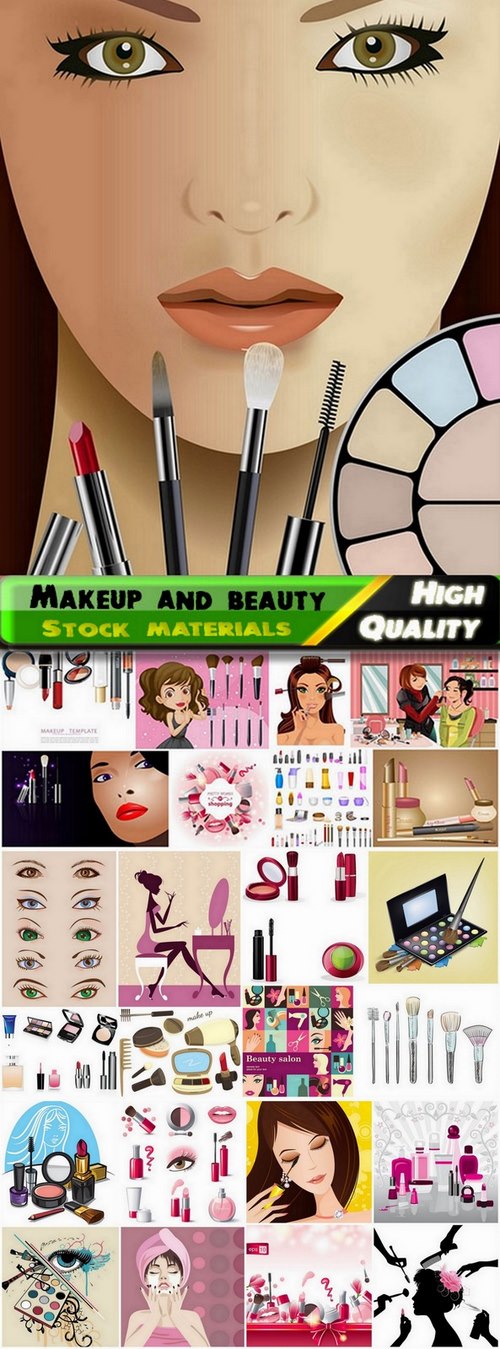 Makeup and beauty womans elements in vector from stock - 25 Eps