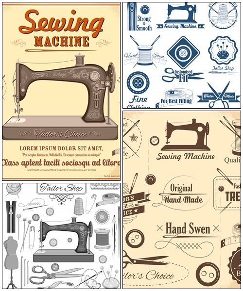 Vintage style sewing and tailor label - vector stock