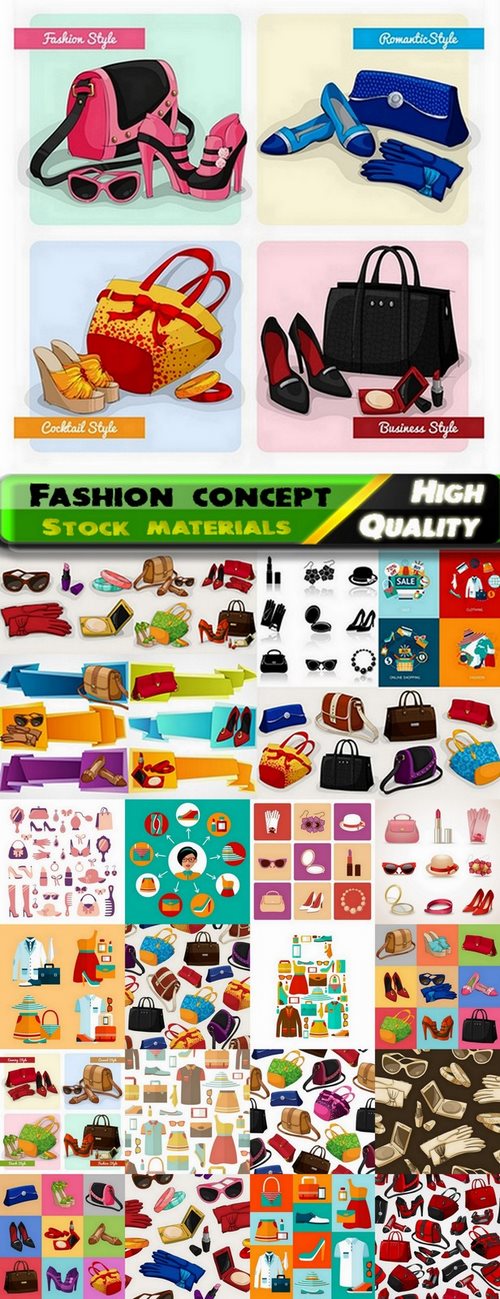 Different clothes and clothes backgrounds Fashion concept in vector from stock - 25 Eps