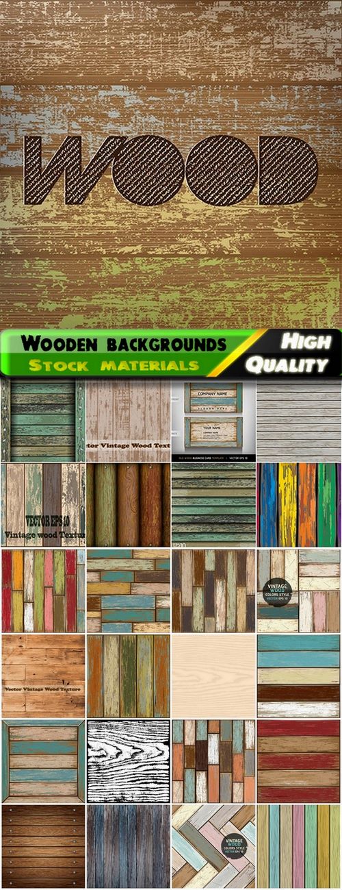 Wooden backgrounds and wood textures in vector from stock - 25 Eps