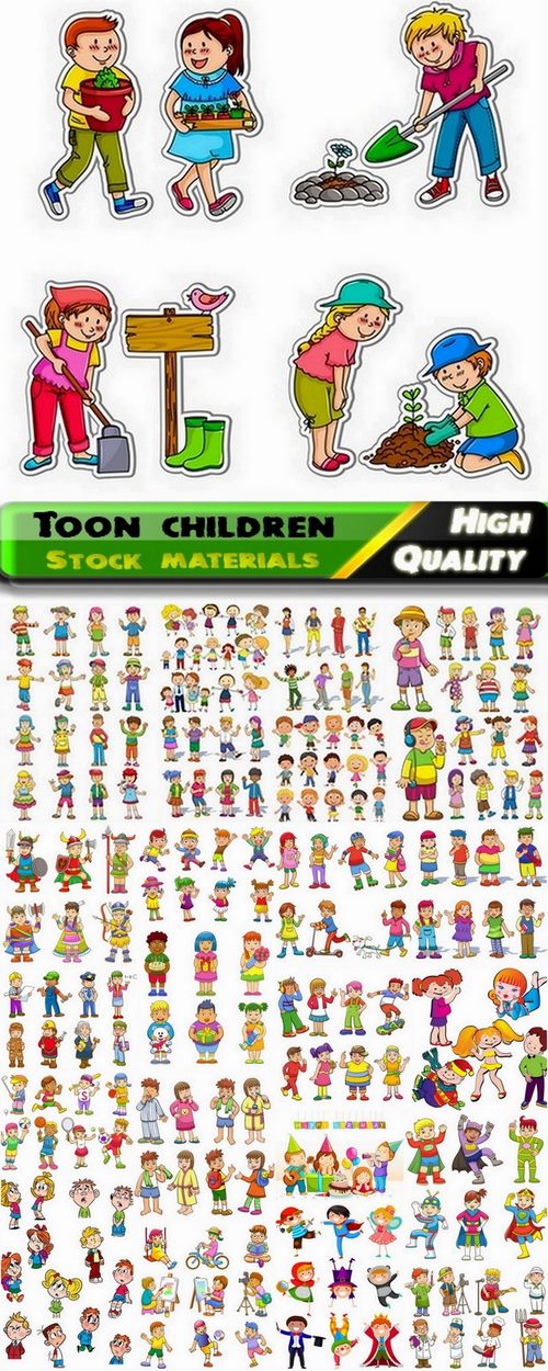 Beautiful illustrations of toon children in vector from stock #2 - 25 Eps