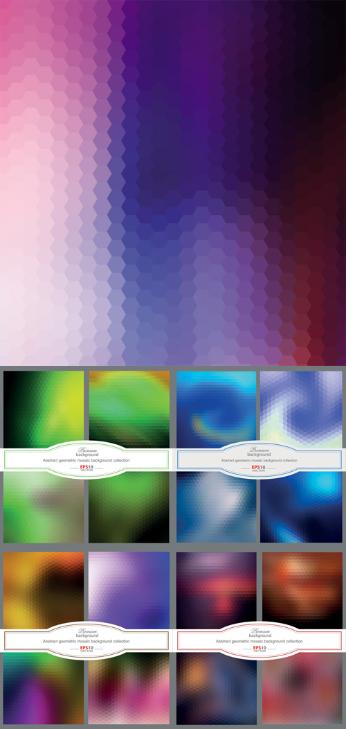 Abstract geometric mosaic backgrounds collection