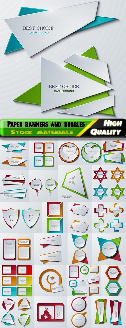 Different Paper banners and bubbles in vector from stock 25 Eps