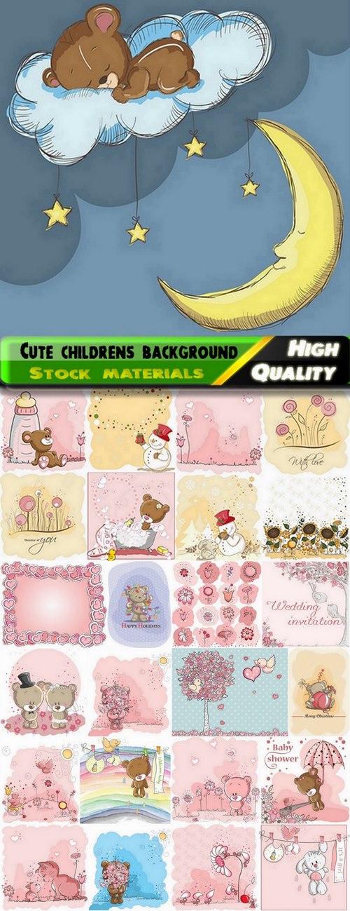 Cute children background or template for invitations in vector from stock - 25 Eps