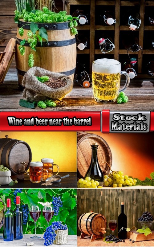 Wine and beer near the barrel 5 UHQ Jpeg