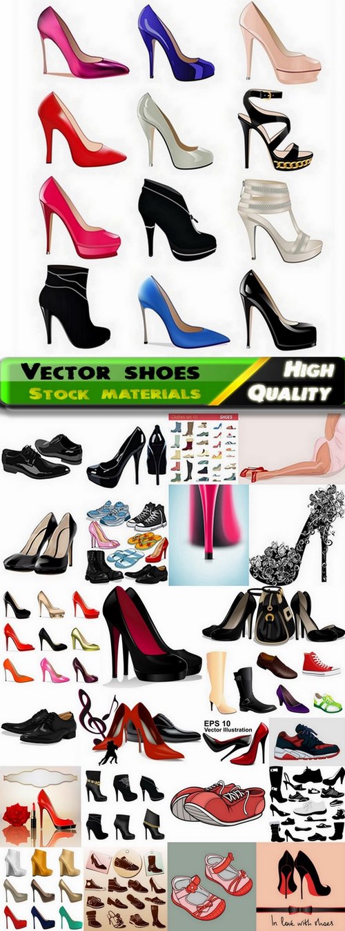 Different mens and womens vector shoes from stock - 25 Eps