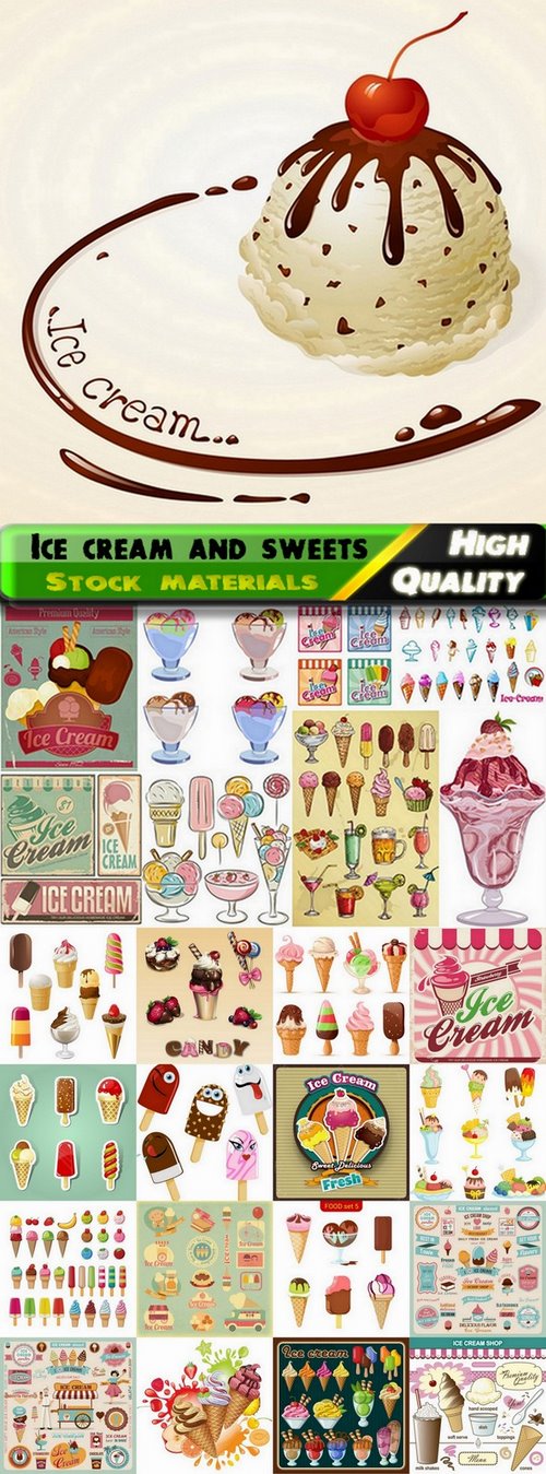Vector ice cream and sweets from stock - 25 Eps