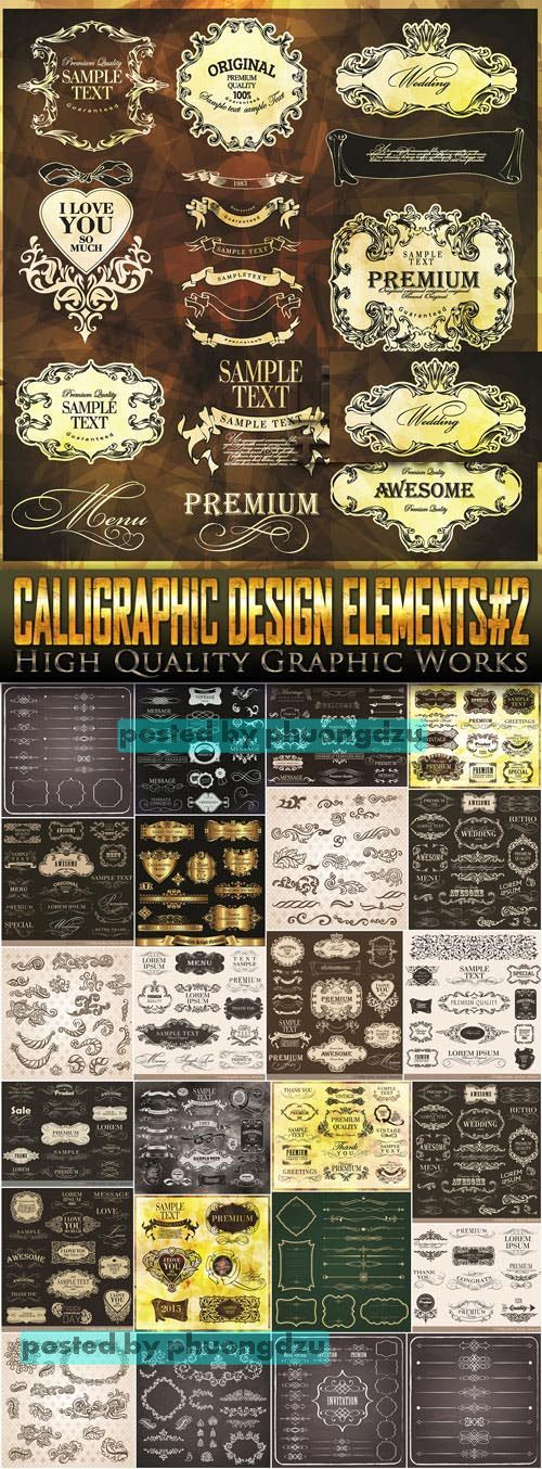 Calligraphic Design Elements Vector set 2