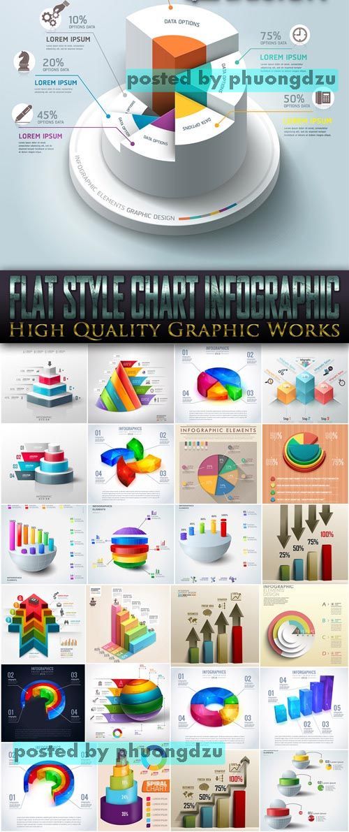 Flat Style Chart Infographic Vector part 1