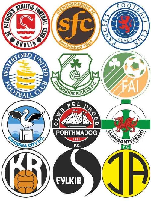Логотипы футбольных команд: Исландия, Ирландия, Шотландия, Уэльс (вектор)