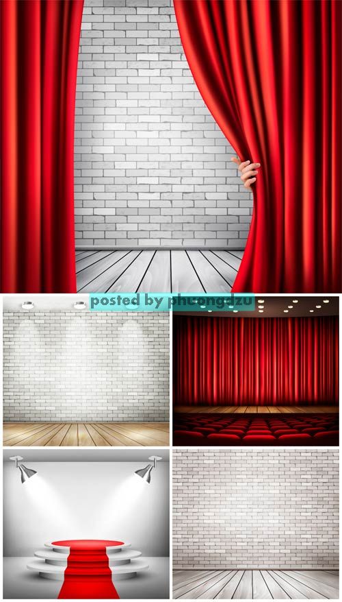 The stage and the curtain podium vector 5