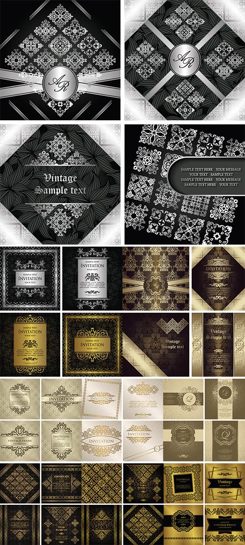 Stock vector Set of vintage frames, Vintage background with a luxury frame