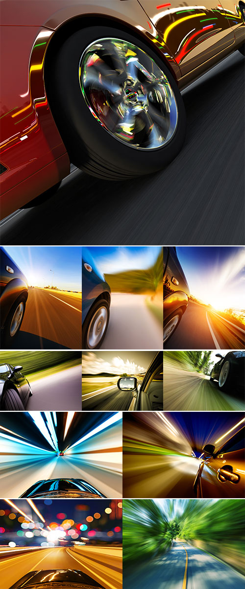 Stock Images Car on the road with motion blur background
