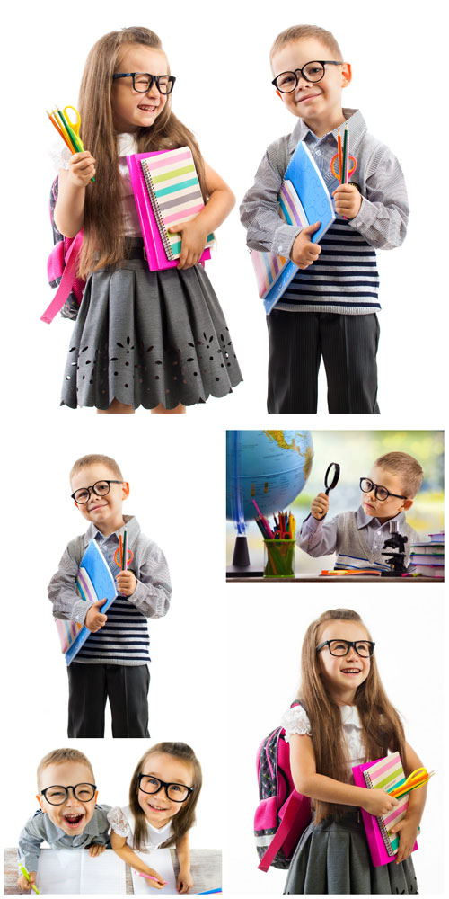 Дети, школьники, мальчик и девочка / Children, students, boy and girl - Stock Photo