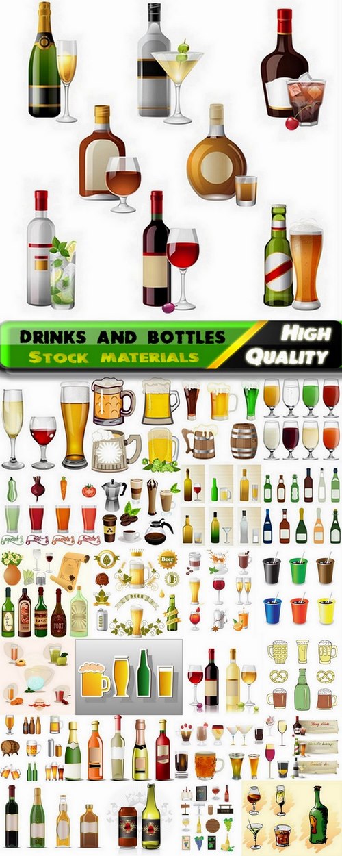 Different vector drinks and bottles from stock - 25 Eps