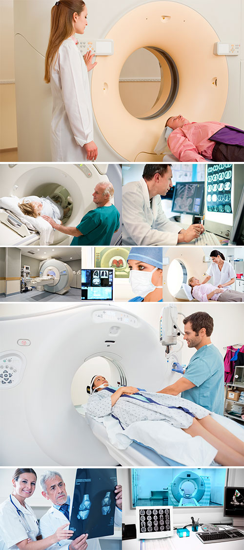 Stock Photo CT scanner in hospital with patient and doctor