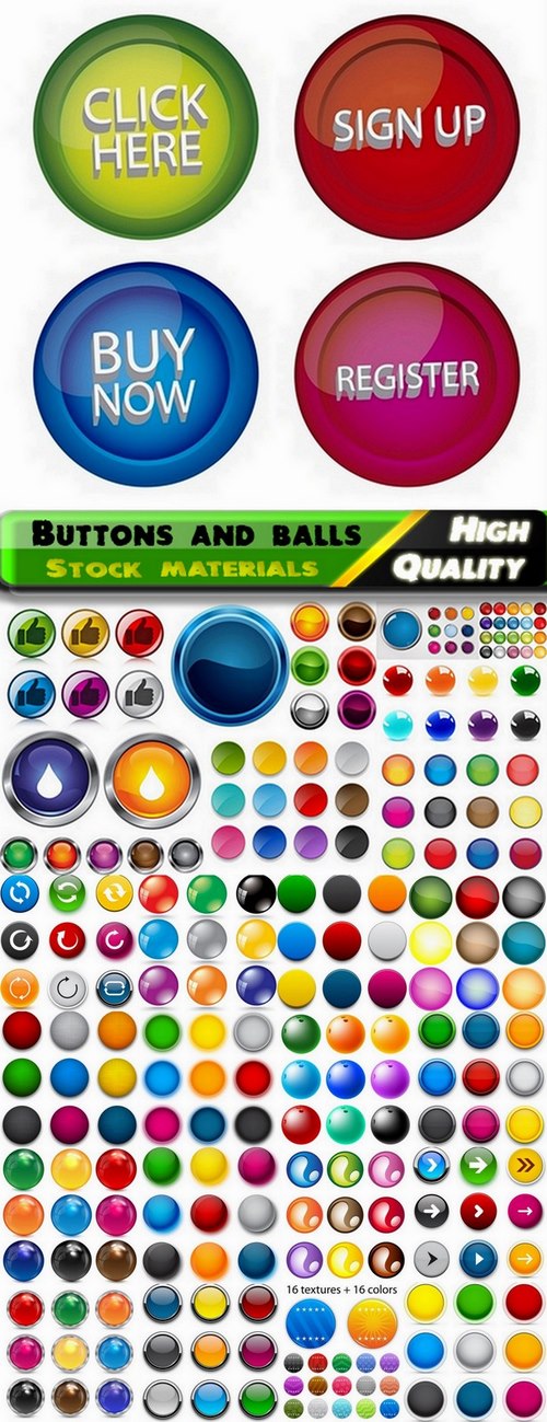 Glass buttons and balls in vector from stock - 25 Eps