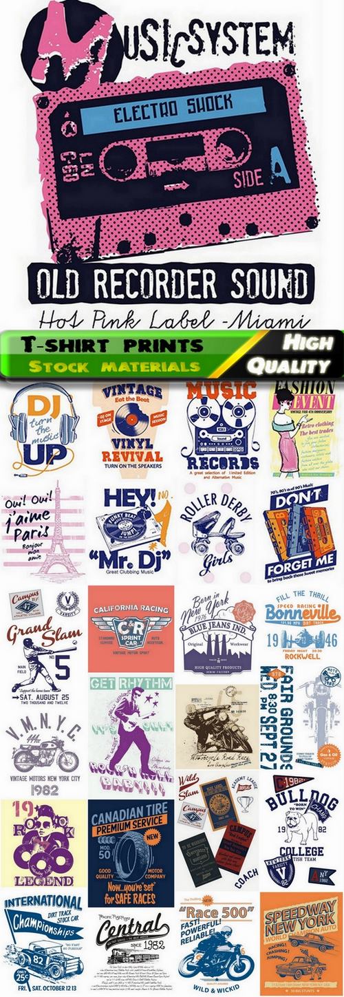 T-shirt prints design in vector from stock #16 - 25 Eps