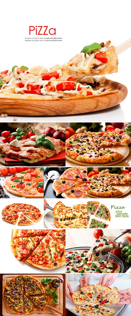 Stock Photo Supreme pizza lifted slice