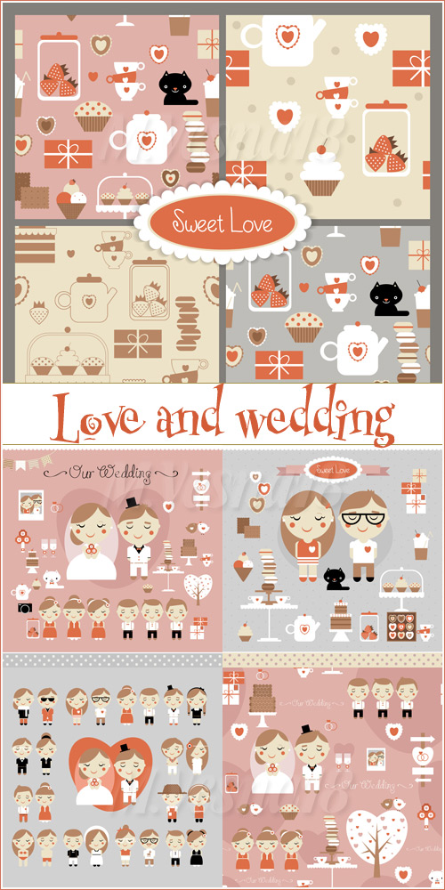   ,   / Love and wedding, images stock vector 