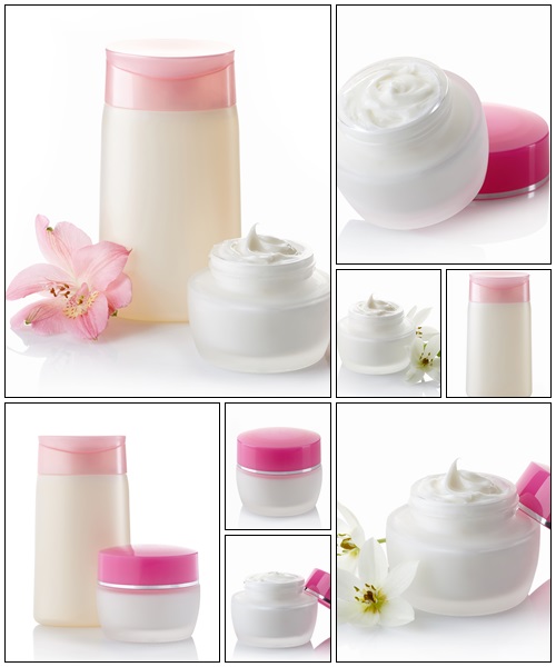 Cosmetic cream and lotion - Stock Photo