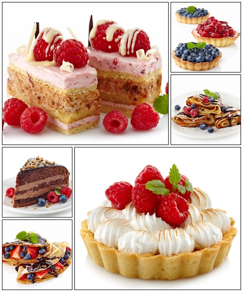 Sweet cake with fruit - Stock Photo