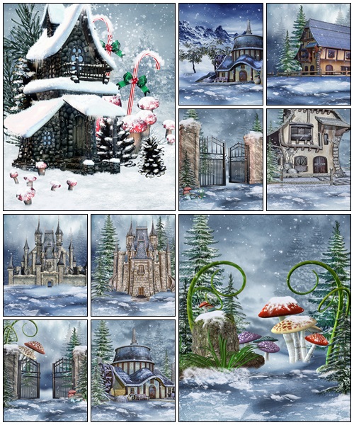 Fantazy winter background - Stock Photo
