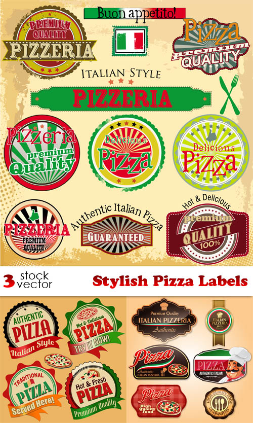 Vectors - Stylish Pizza Labels 4
