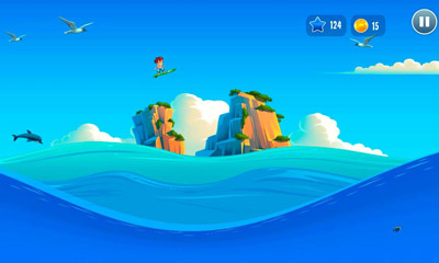 Captures d'écran du jeu Banzai Surfeur pour Android, une tablette.