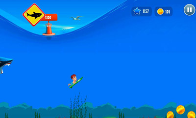Captures d'écran du jeu Banzai Surfeur pour Android, une tablette.