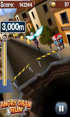 Captures d'écran du jeu Angry Gran Run pour Android, une tablette.