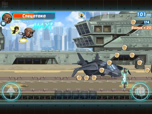 Captures d'écran du jeu Marvel Exécution de saut smash! sur Android, une tablette.