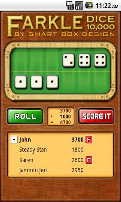 Screenshots of the game Farkle Dice on Android phone, tablet.