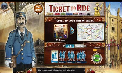 Screenshots of the game Ticket to Ride for Android phone, tablet.