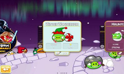 Captures d'écran du jeu Angry Birds Seasons Hiver Wonderham! sur Android, une tablette.