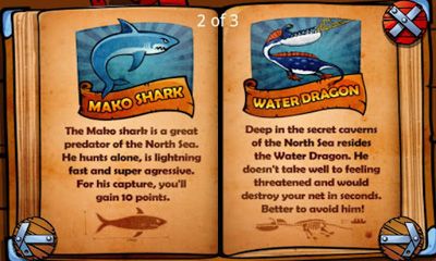 Captures d'écran du jeu Vikings & Dragons Aventure de Pêche sur Android, une tablette.