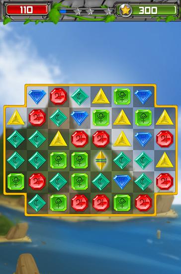 Screenshots of Jewels game adventure on Android phone, tablet.